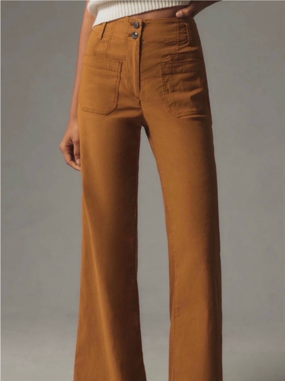 Anthropologie Maeve The Junie Jean Ochre Brown Wide Leg Pants 28